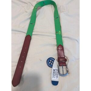 NWT Castaway Nantucket Preppy Golf Embroidered Belt Sz:38 Green Bowsprit Cotton